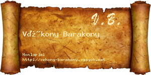 Vékony Barakony névjegykártya